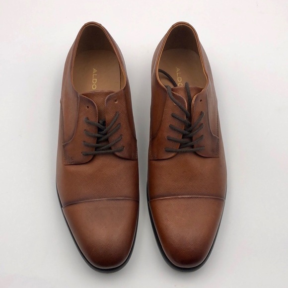 NWOB Aldo Brown Leather Lace Up Toe Cap Oxford Derby Shoe main image 4